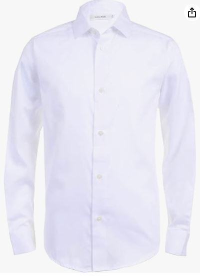 b-c-Calvin Klein Boys' Long Sleeve Sateen Dress Shirt Style with Buttoned Cuffs & Shirttail Hem