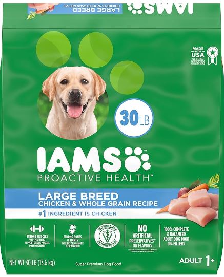 dog-IAMS Proactive Health Large Breed Adult Dry Dog Food with Real Chicken, 30 lb. Bag