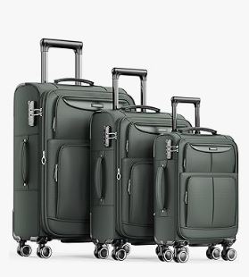 luggage-Luggage Sets 3 Piece Softside Expandable Lightweight Durable